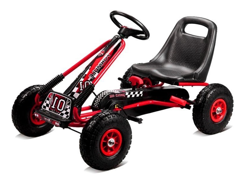 Go-kart na pedala z napihljivimi kolesi A-15 rdeča