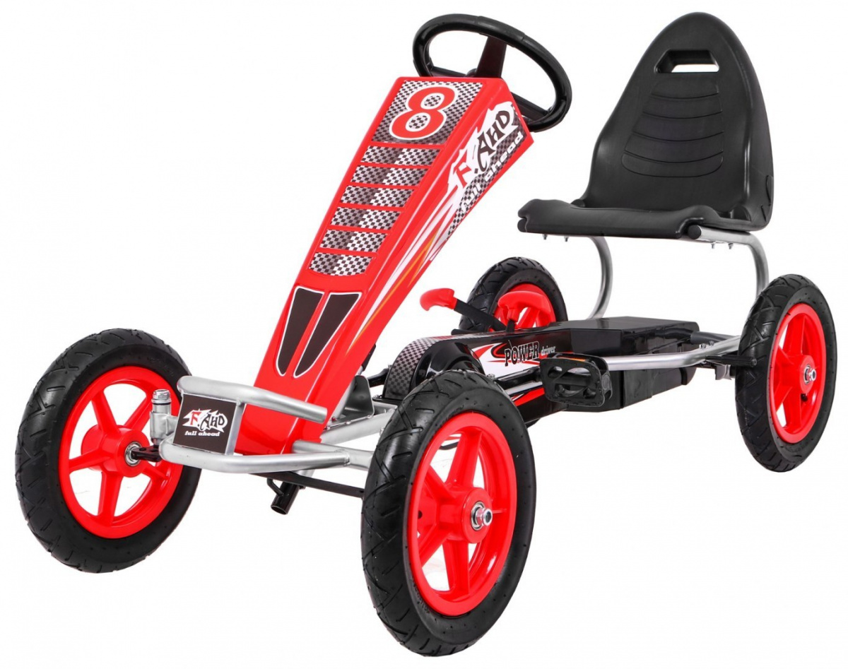 Otroški go-kart na pedala s napihljivimi kolesi Ahead AIR rdeč