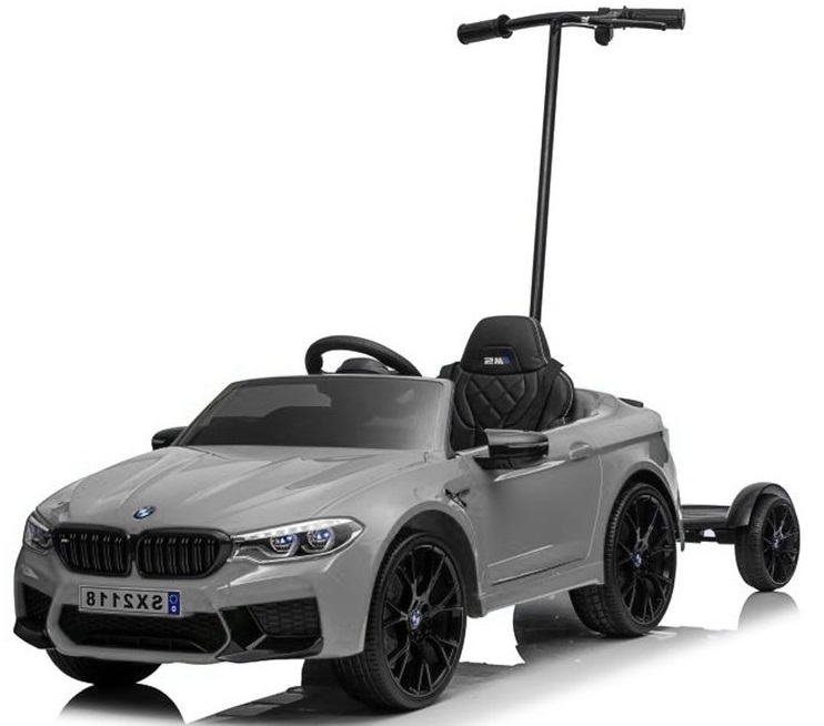 Avto na akumulator BMW M5 lakiran srebrn z vodilno palico