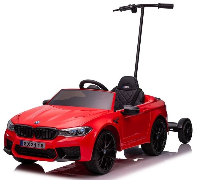 Avto na akumulator BMW M5 s platformo lakiran rdeč