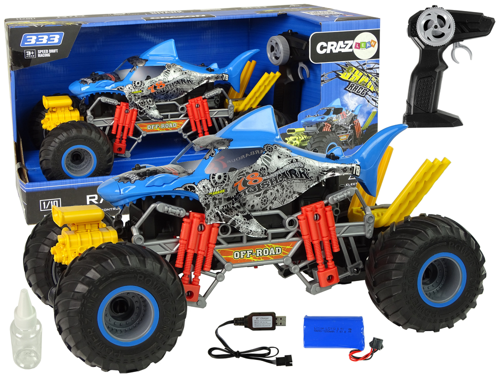 Terenski avto na daljinsko vodenje Shark Car 1:10 moder