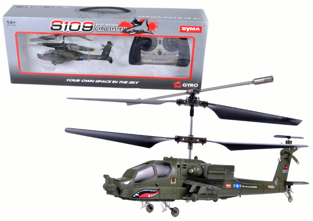Helikopter na daljinsko vodenje S109G SYMA zelen.