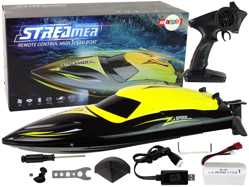 Motorni čoln na daljinsko vodenje Streamer R/C 2,4 GHz rumeni