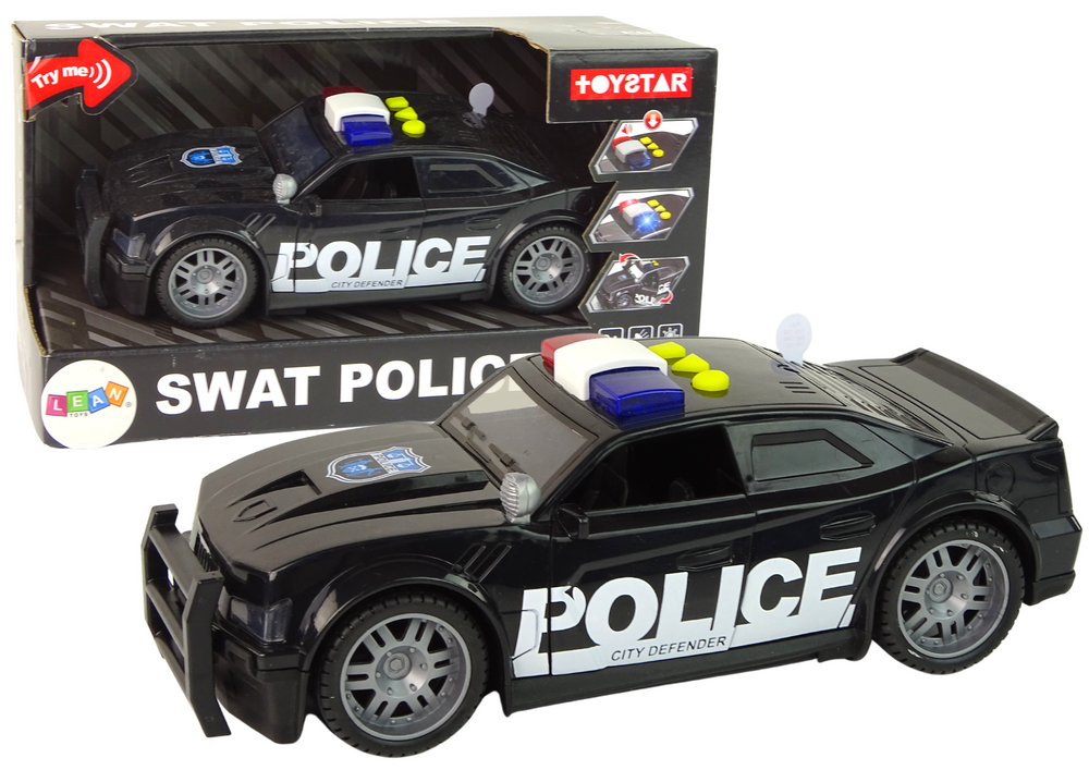 Avtomobilček policija s svetilkami 1:14 črn