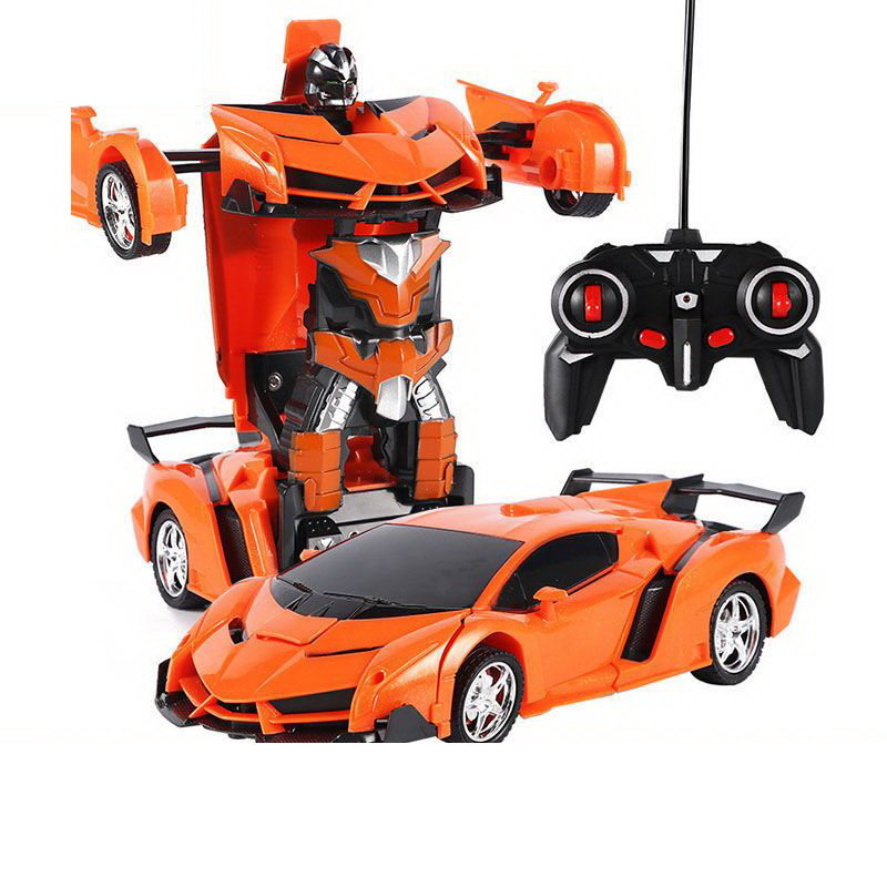 Avto robot transformatorji 2v1 na daljinsko vodenje RC oranžna rdeča