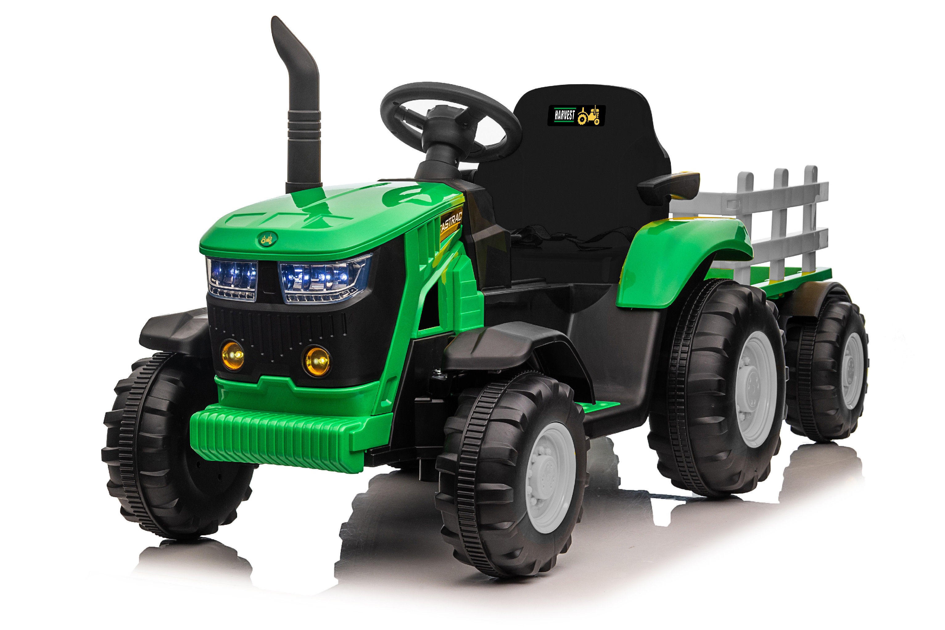 Traktor na akumulator s prikolico 12V 7Ah zelen