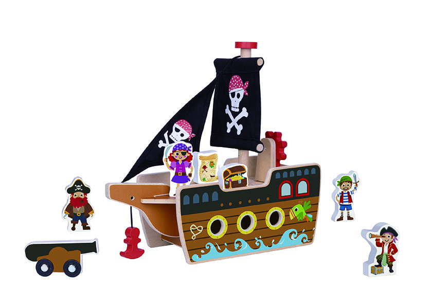 Lesena piratska ladja s figuricami - Morska dogodivščina