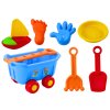 Igrače za pesek modri set z vozičkom, grabljicami, lopatko in čolničkom 8 kosov