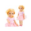 Lutka v rožnati obleki s tilom in blond lasmi 18"