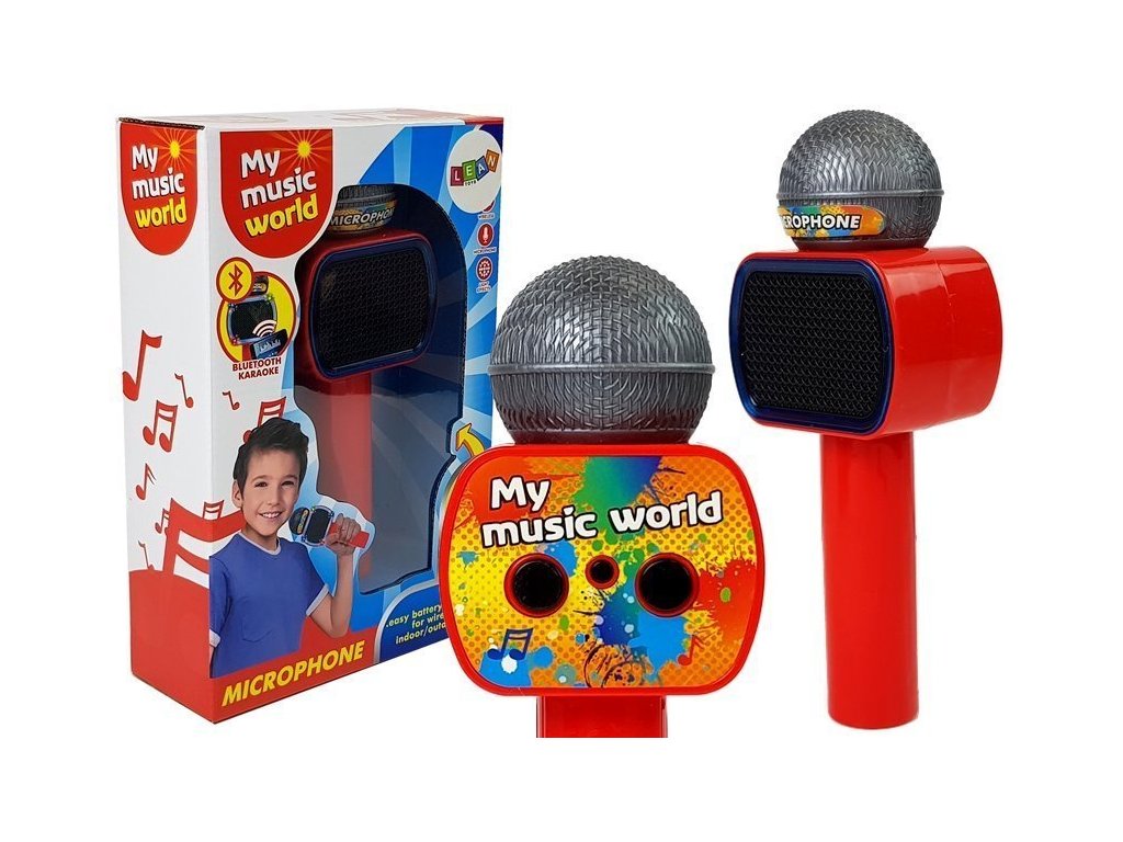 Bezdrôtový detský karaoke mikrofón s Bluetooth reproduktorom červený