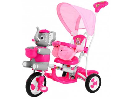 Detská trojkolka slon so zvukovými efektmi ružová