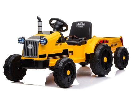 Dětský elektrický traktor s vlečkou T1 žlutý2