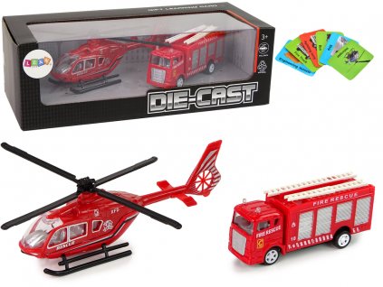 Sada hasičský vrtulník a hasičské auto1