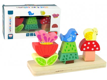 Drevené Puzzle Kvitnúce Motýlik Vtáčik