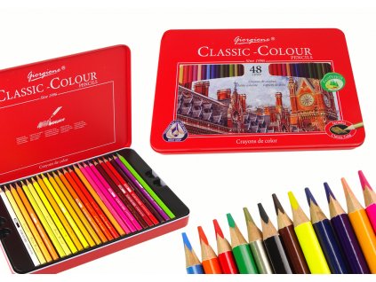 Sada 48 umeleckých pasteliek v kovovej nádobe