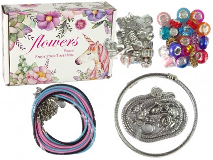 Súprava náramkov, retiazok a farebných korálikov na výrobu šperkov