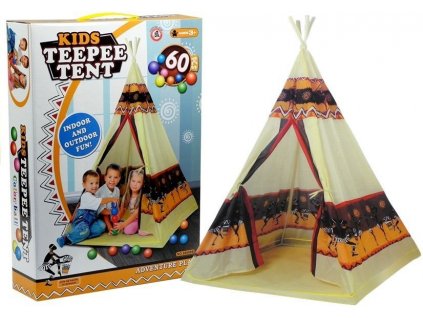 Tipi indiánsky hrací dom + 60 loptičiek 155 cm