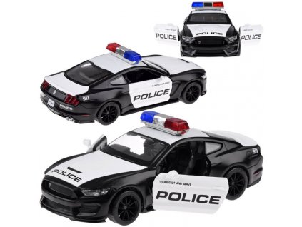 Auto kovové polícia Ford Shelby GT350 mierka 1:32 svetla majáky