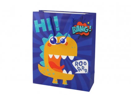 Papierová Darčeková Taška Modrá Dinosaurus 41,5 cm x 30 cm x 12 cm