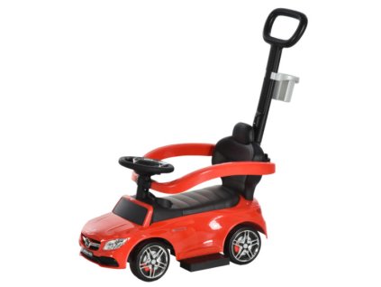 Jeździk tlačidlo chodič Mercedes 3v1, veľké červené auto pre deti
