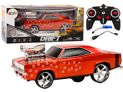 Diaľkovo ovládané auto 1:18 Drift 360 svetla zvuky červené