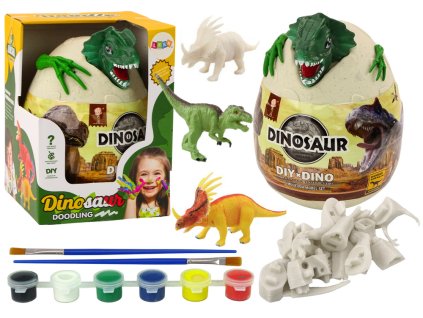 Dinosaurie vajcia na maľovanie s farbami a štetčeky DIY zelené
