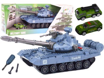 DIY vojenské vozidlo tank na rozmontovanie modrý so zvukmi sada autíčka