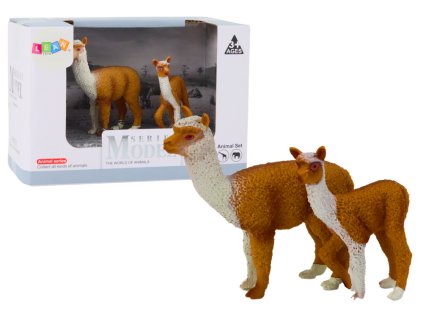 Figúrka dospelá lama 8 cm s mláďaťom lamy 6 cm Zvieratá sveta