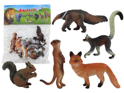 Figúrky zvierat 5 kusov - veverička surikata mravčník líška lemur