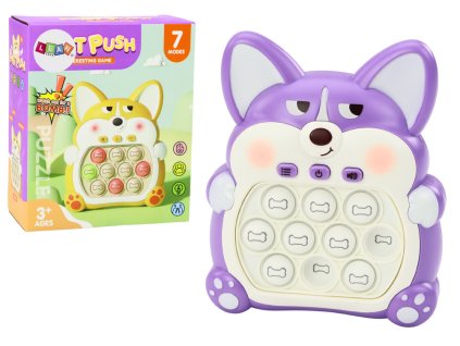 Hra na precvičenie zručností Pop-It líška 7 herných režimov fialová sensorická