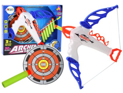 Luk s terčom a mäkkými šípmi s prísavkou 6 kusov