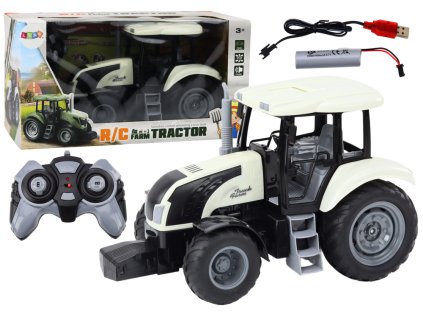 RC traktor na diaľkové ovládanie 2.4G so zvukmi biely