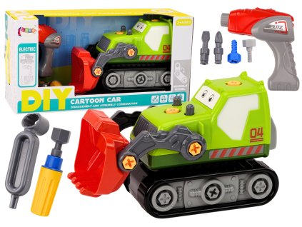 Rozoberateľný pásový bager pre domácich majstrov kreslený motív zelený