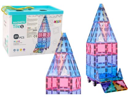 Súprava farebných magnetických stavebnicových panelov 59 dielov