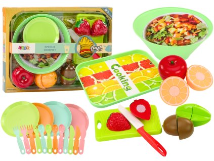 Sada ovocia na krájanie s príbormi a táckou potraviny 25 ks