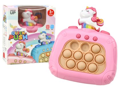 Senzorická hra jednorožec Pop It na batérie so svetlami a zvukmi ružový modrý