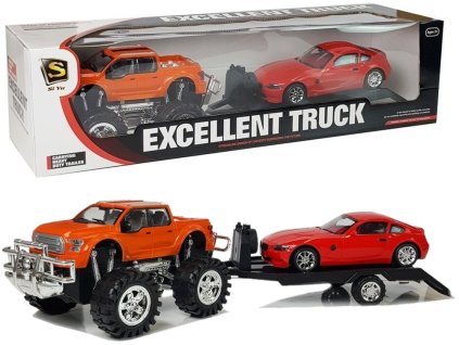 Set vozidiel oranžový Monster Truck červené BMW odťahovka 58 cm