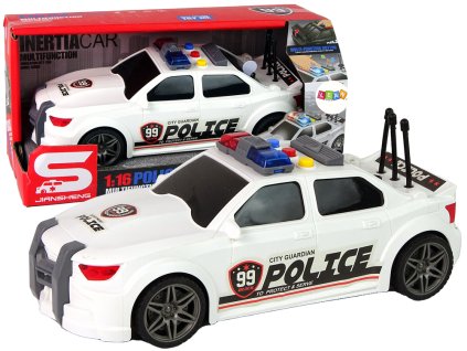 209881 sportovni policejni auto 1 16 bile se zvukem