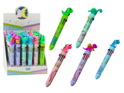 Funkčné viacfarebné pero Dinosaurus 10 farieb mix