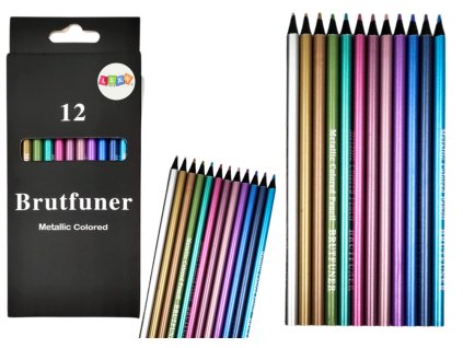 Súprava 12 mäkkých okrúhlych kovových pasteliek Metalic