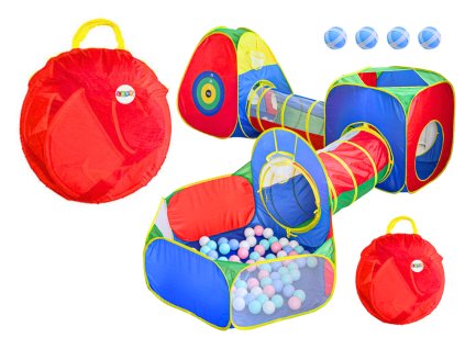Veľký detský farebný stan s tunelmi a bazénom na loptičky