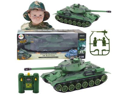 Vojenský tank na diaľkové ovládanie R/C 1:28 zelený