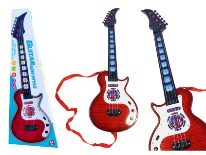 Detská elektrická gitara so svetlami a melódiami červená