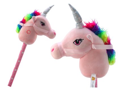 Jednorožec na tyči Hobby Horse so zvukmi ružový