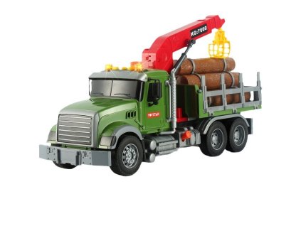 Nákladné auto s hydraulickou rukou na prepravu dreva so svetlami a zvukmi