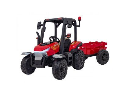 Dětský elektrický traktor BLAST s přívěsem 2x200W červený01
