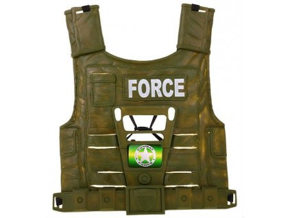 Policejní set pistole + maska + neprůstřelná + vesta zelený 3