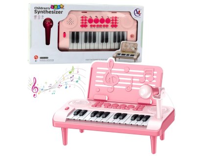 pol pl Elektroniczne Pianinko Edukacyjne Z Podstawka Na Nuty Mikrofon 24K Rozowe 23408 1