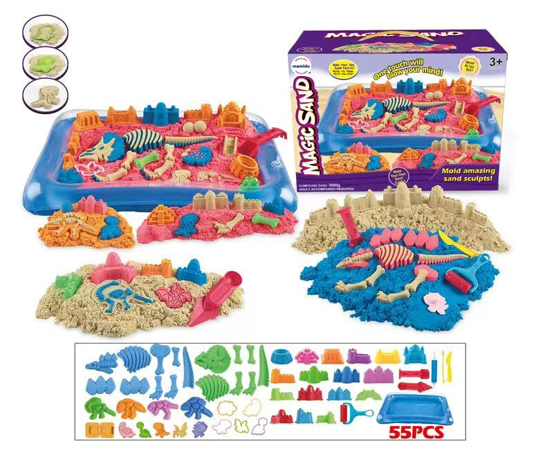 Mamido Mamido Súprava XXL kinetického piesku s hradom a dinosaurami a 55 ks príslušenstva 3000 g