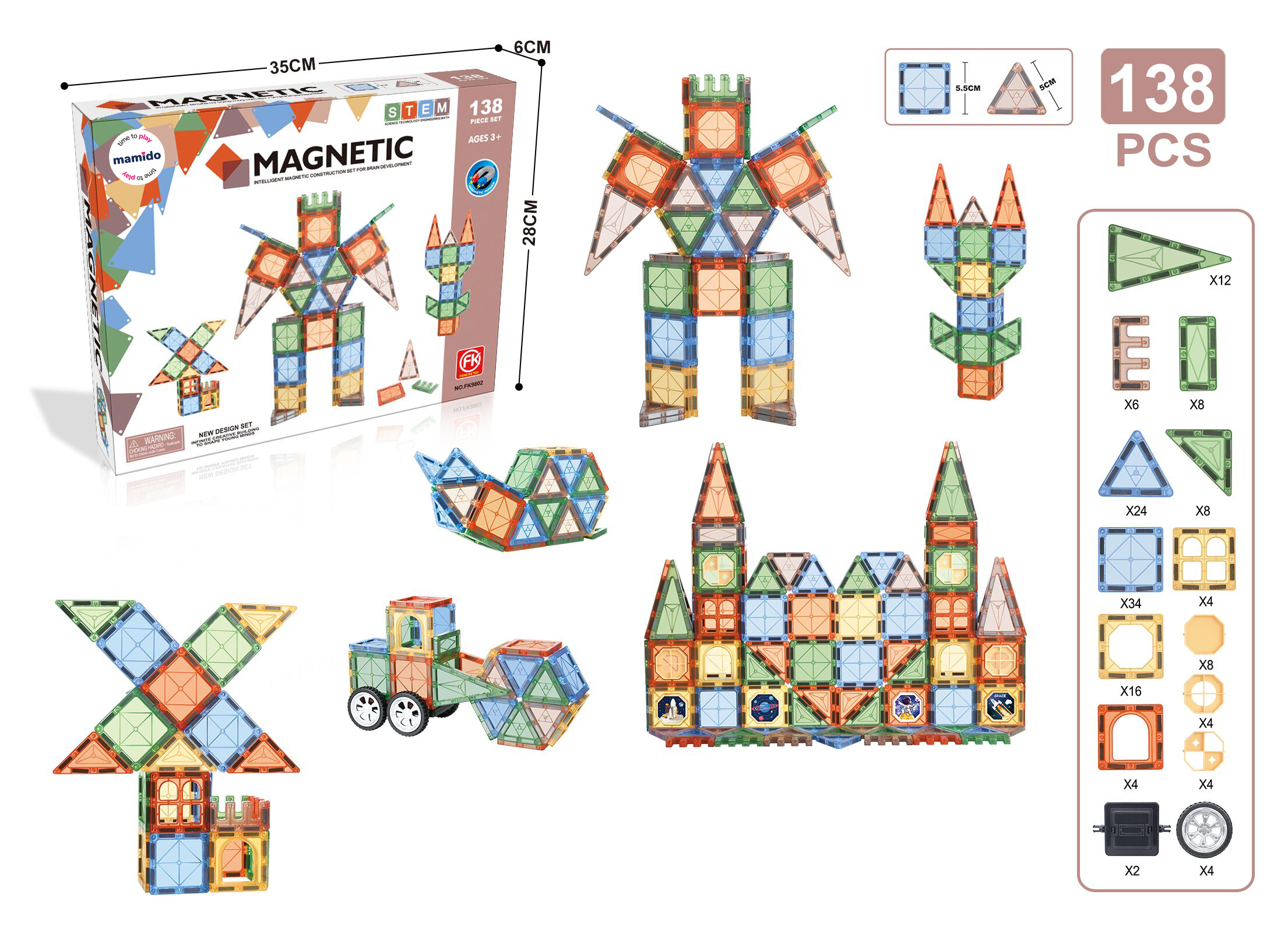 Mamido Mamido Magnetická stavebnica Magnetic transformer 138 dielov